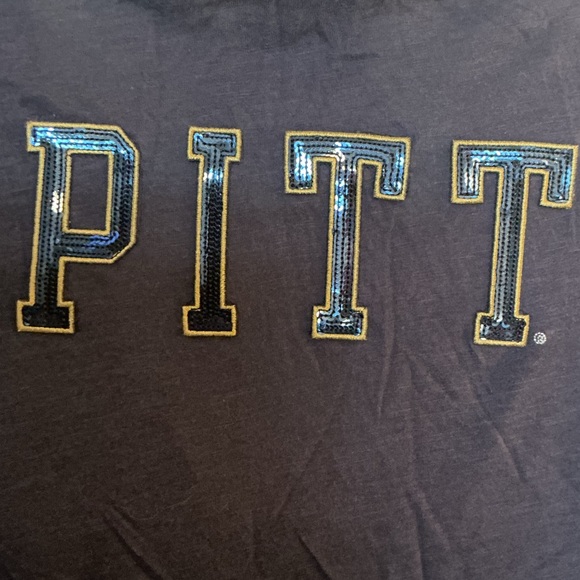 PINK Victoria's Secret PITT ( Univ of Pittsburgh) Blue & Gold T-Shirt Sz Large - Picture 1 of 10
